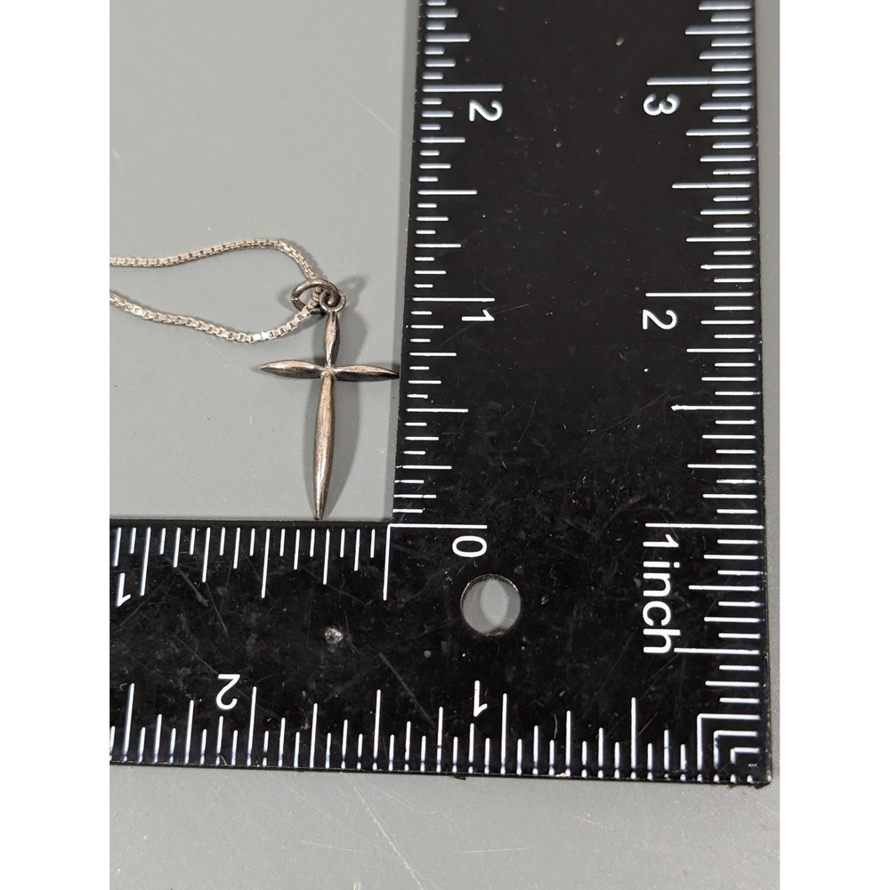 Jezlaine Sterling Silver Cross‎ Necklace 32" Long Chain Classic MInimalist - Picture 9 of 9